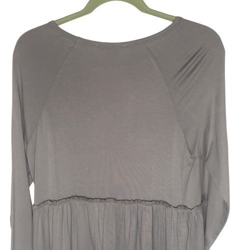 Fate + Fortune Babydoll Tunic Womens Medium Gray Tiered Ruffle Long Sleeve - Picture 5 of 12