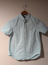 Polo Ralph Lauren Kids Boys Oxford Button Down Short Sleeve Shirt Teal M 10-12