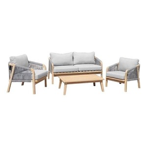 Pangea Home Lola 4-Piece Modern Acacia Wood Dining Set in Gray Finish