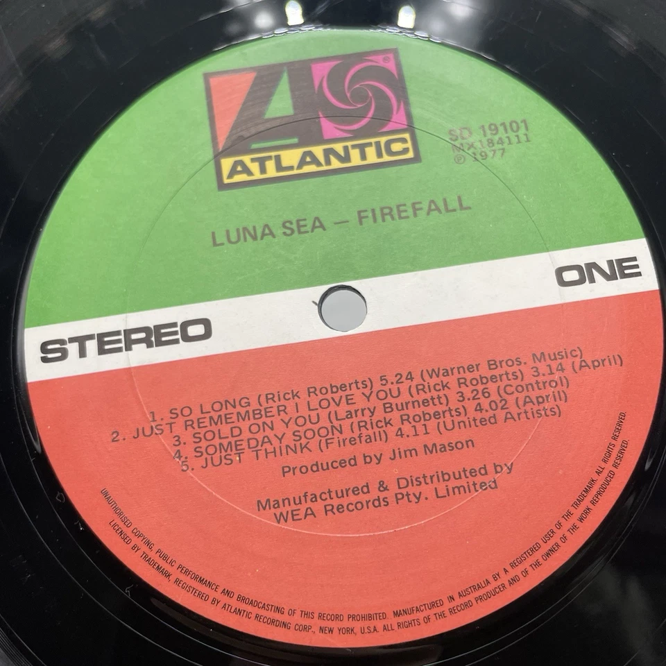 Firefall – Luna Sea - 1977 OZ 1ST PRESS VINYL LP RECORD - Image 4 of 4