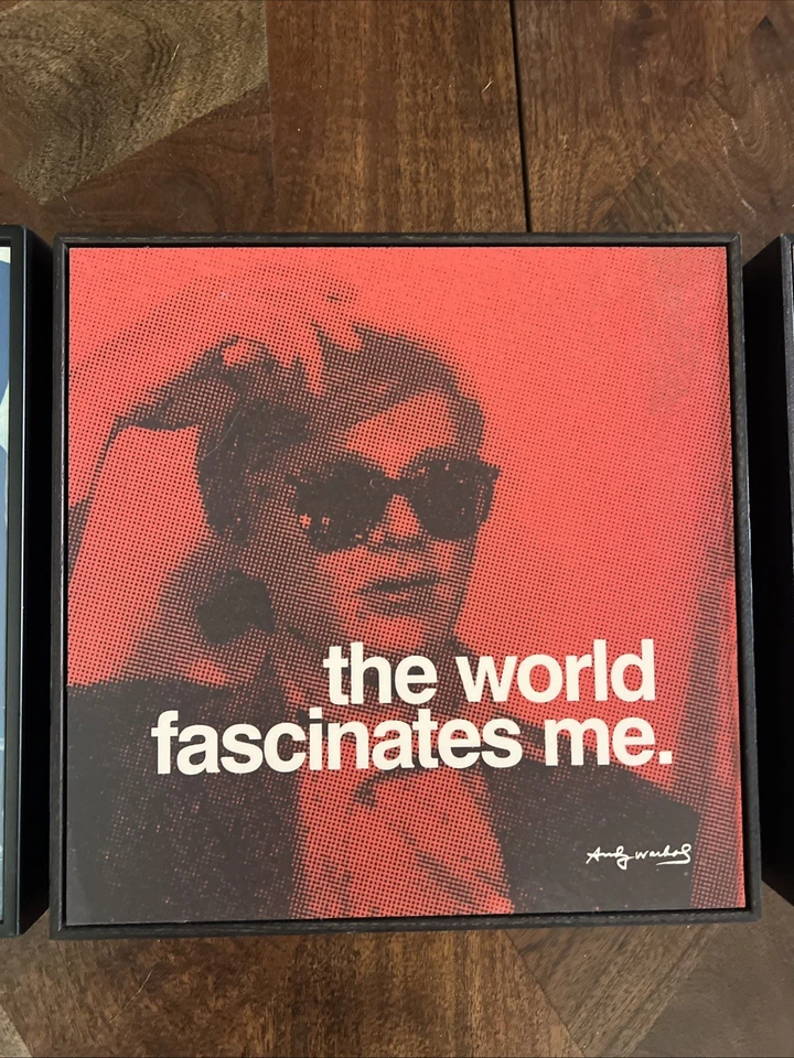 De Colección Andy Warhol Impresión Mate Enmarcada CONJUNTO de 3 Citas 10x10 Arte Pop Madera Decoración Trío Foto 3 de 4