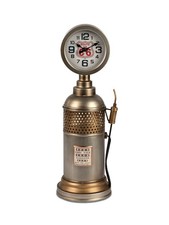 Tischuhr, Standuhr Tankstelle Zapfsäule silber kupfer 52x18m aus Metall Formano