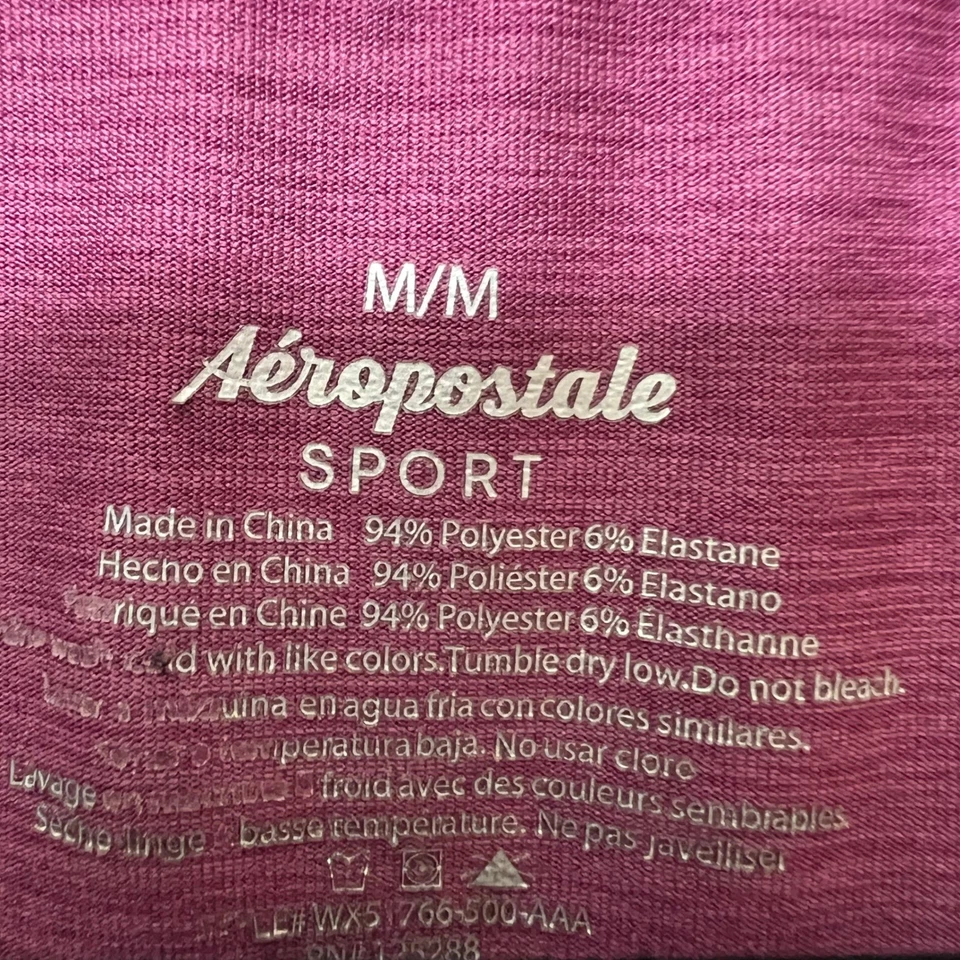 Camiseta deportiva Aeropostale manga larga cuello en V camisa deportiva para mujer mediana malva Foto 2 de 4