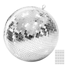 Keyzone Large Disco Ball 16 Inch Mirror Ball For Disco Party Decorations Silver