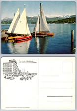 Postal de colección Lucerna Suiza lago veleros Alpes Gübelin