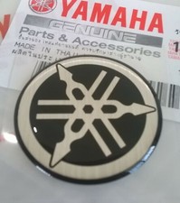 30mm YAMAHA TUNING FORK BLACK SILVER GEL DECAL STICKER BADGE LOGO *UK STOCK*