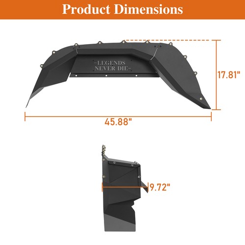 Hooke Road Legend Black Rear Inner Fender Liners Fit 20-25 Jeep Gladiator JT - Picture 10 of 15