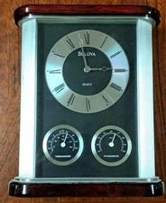 Bulova Belvedere Executive Desk Mantel Clock Weather Station B7590