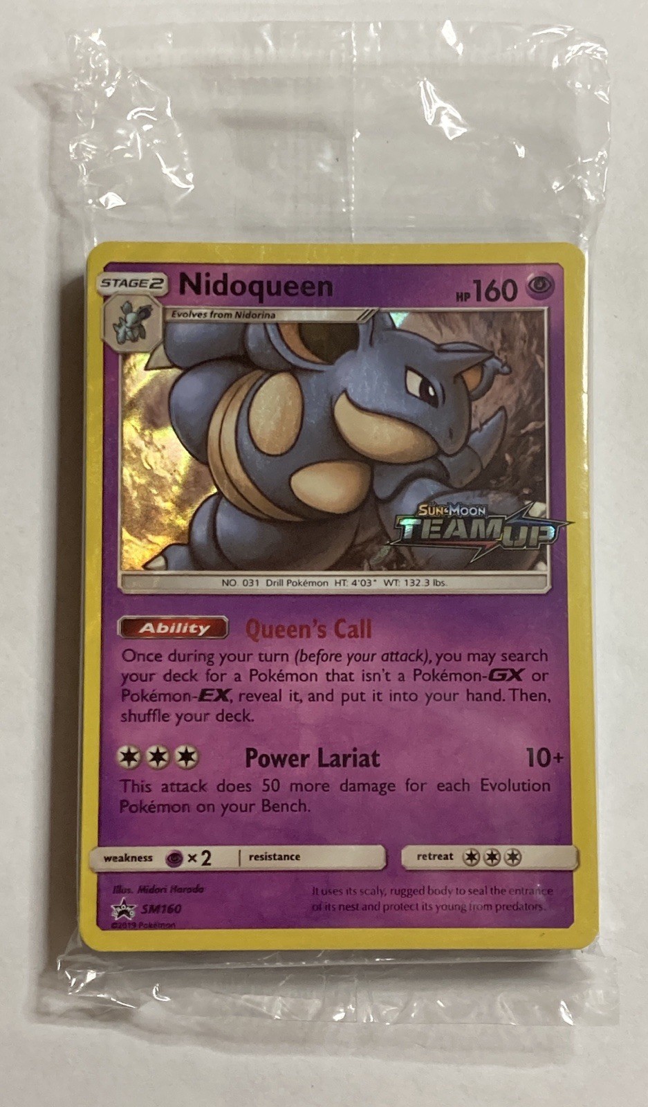 Nidoqueen Prerelease Holo Black Star Promo 2019 Pokemon Sun & Moon Team Up SM160