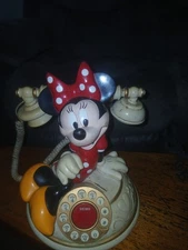 Vintage Telemania Walt Disney Minnie Mouse Talking Desk Telephone