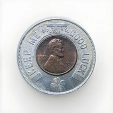 Encased Lucky Penny / 1957 D Wheat Cent - T30