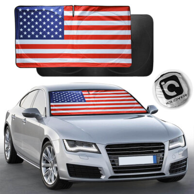 Car Windshield Sun Shade Cover Auto Front Window UV Block Shield Visor USA Flag