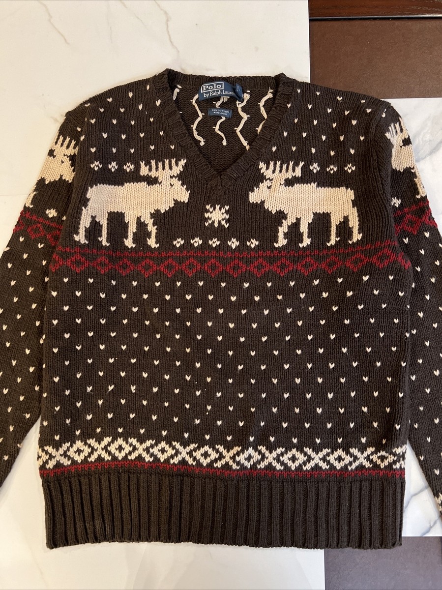 Vtg Polo Ralph Lauren Ski Moose Pull On Knit Sweater Mens Vtg Polo Ralph Lauren Ski Moose Pull On Knit Sweater Mens