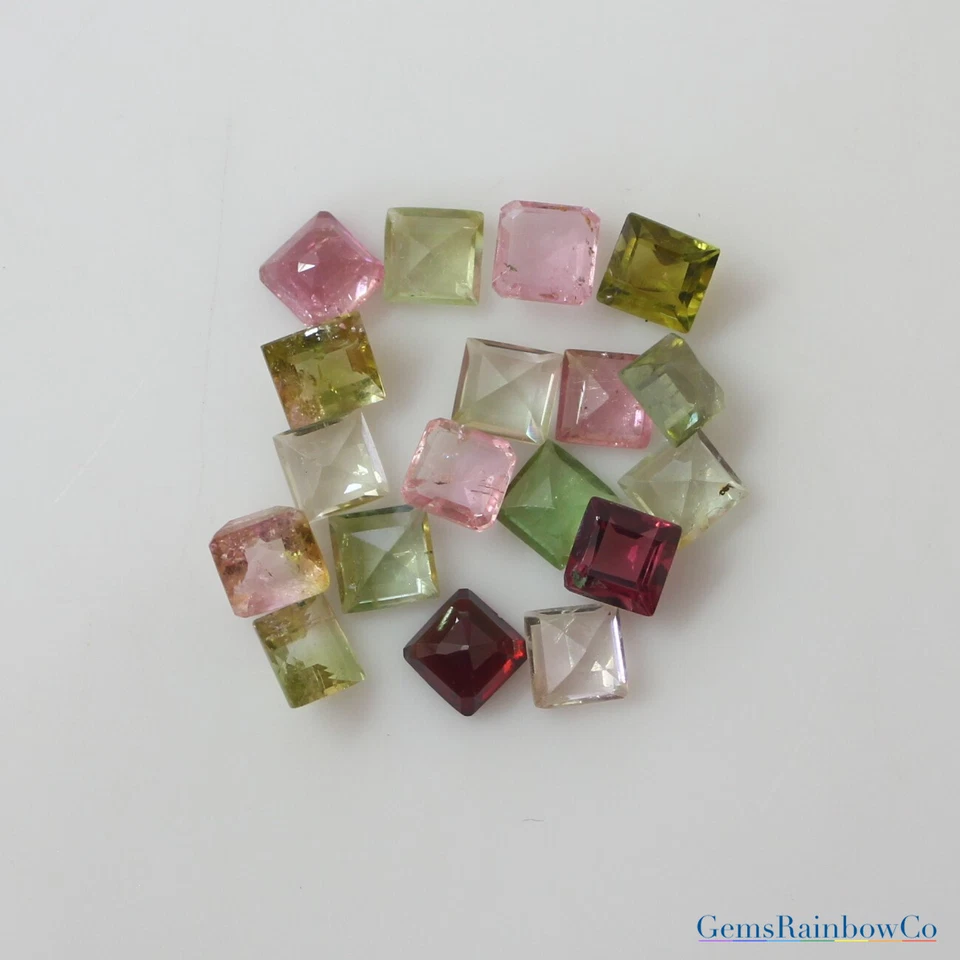 Tourmaline Multi-Colour Square Faceted Loose gemstone 3mm, 4mm, 5mm, and 7mm - Image 3 of 4