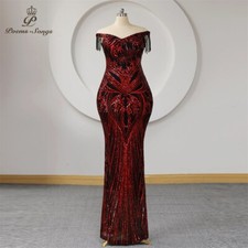 Sequins Long Evening Dress Tassel Off Shoulder Dress Women Prom Party Maxi dress