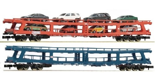 Fleischmann N 2x DB AG Auto Transportwagen DDm + PKW BUSCH NEU zu 733806 723611 | Zustand: Neu