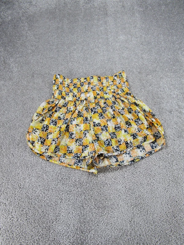 free-people-movement floral checks liner running shorts