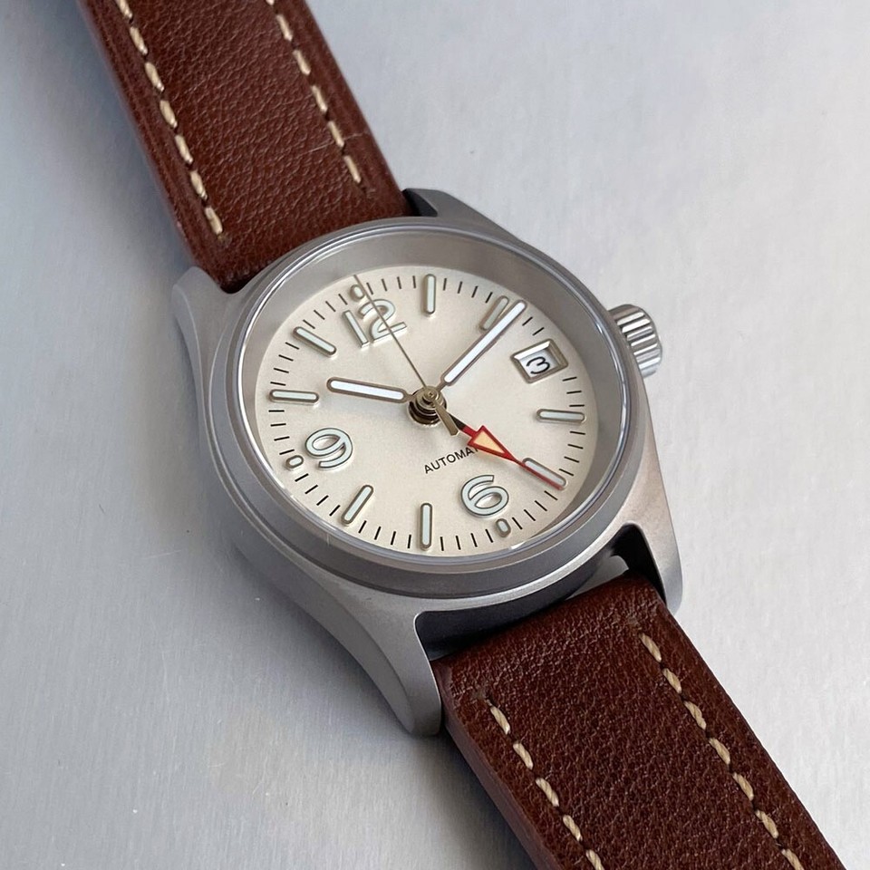 Titanium 36mm Pilot 200M Dive NH34 GMT Men Automatic Watch White Dial ...