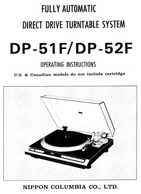 Bedienungsanleitung-Operating Instructions für Denon DP-51 F, DP-52 F 