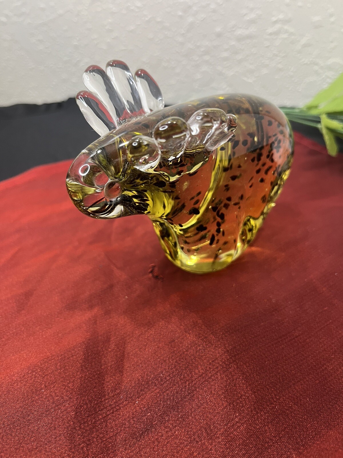Speckled Amber Moose Art Glass Sculpture 5 Inch Murano Inspired  