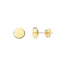 Wellingsale 14k Yellow Gold Plain Circle Earrings 6 x 6 mm 