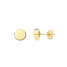 Wellingsale 14k Yellow Gold Plain Circle Earrings (6 x 6 mm)