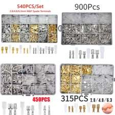 900x Assortment Male Female Spade Crimp Terminals Electrical Wire Connectors Kit