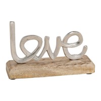Schriftzug Aufsteller Love Silber Auf Mangoholz 17Cm-10023531