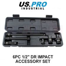 US PRO INDUSTRIAL 1/2" Drive Impact Accessory Set Extension, Reducer, UJ, Wobble