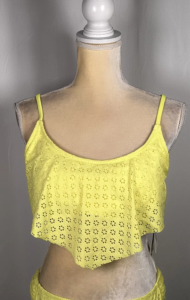 Jessica Simpson Traje de Baño XL Dos Piezas Bandeau Bikini Sujetador Hipster Limón $98 Foto 2 de 4