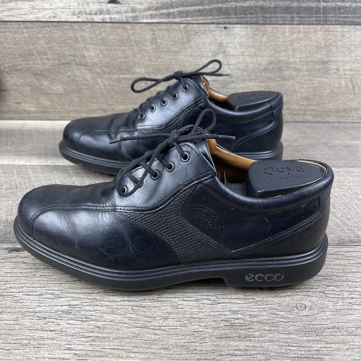 Ecco Hydromax Golf Shoes Men's Black Leather Softspikes Size EUR 40 US