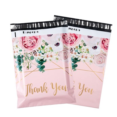 Poly Mailers Shipping Bags Thank You Notes Flowers Surrounded 3 Mil Heavy Dut...