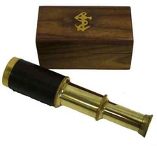 Brass Nautical Telescope 6" with Rosewood Box-Pirate Navigation Captain Spyglass