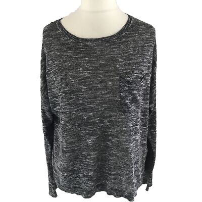 H&M jumper L charcoal transparent airy summer knit grey marl shirt *O