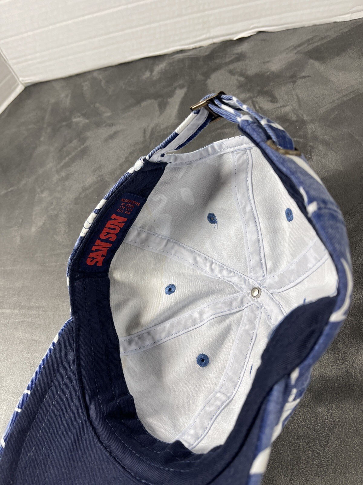 Spring Time Garden Flower Pattern Hat Cap Blue Wh… - image 10