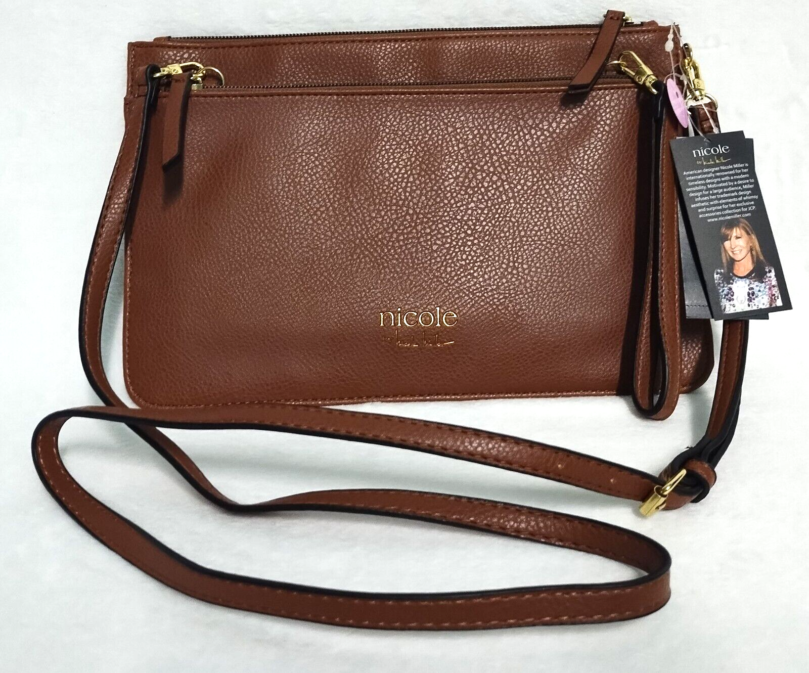 Nicole Miller Brown Crossbody Shoulder Bag New With Tags $60