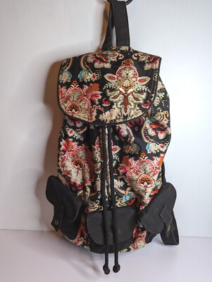 Ecote Urban Outfitters Backpack Y2K Paisley Bandana Tattoo Black Floral Cotton 