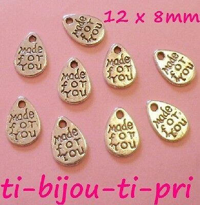 LOT 10 PENDENTIFS perle breloques BRONZE /"MADE FOR YOU/" 12 x 8mm CREATION BIJOUX