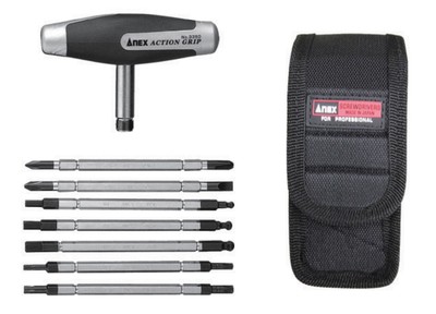 ANEX  SUPER ACTION GRIP DRIVER WITH 7 BITS SET  3350  MADE IN JAPAN