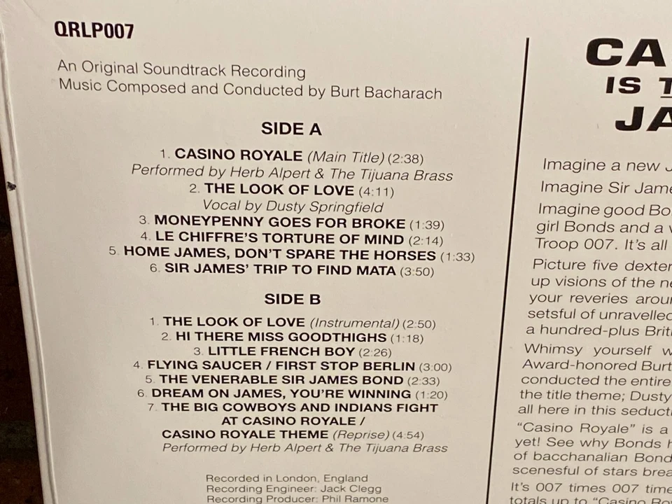 CASINO ROAYLE - Soundtrack, Limited 2LP COLORED VINYL Gatefold New & Sealed! - Image 4 of 4