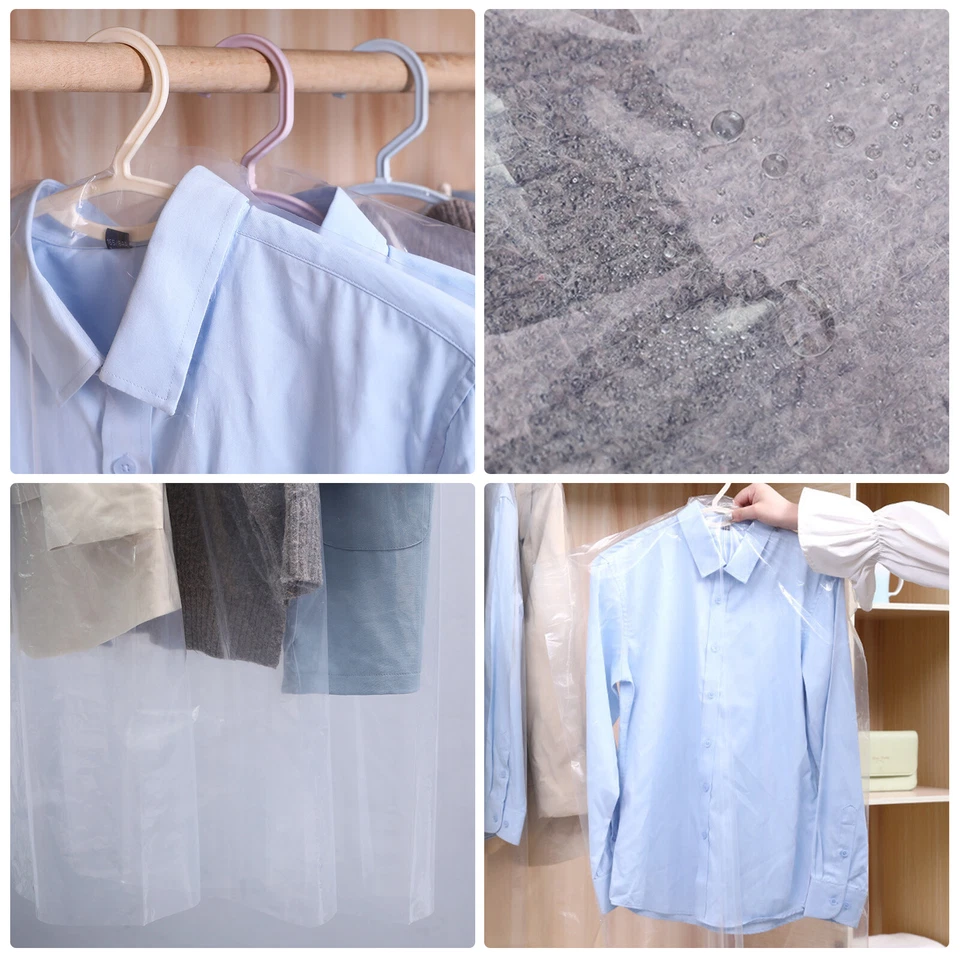 Bolsas de ropa colgantes transparentes 100 piezas fundas protectoras de ropa para limpieza en seco 24x40 pulgadas Foto 4 de 4