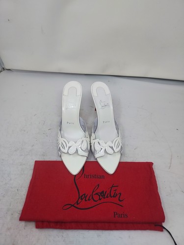 Christian Louboutin Apostropha PVC Leather White Heel Wedding Sandal EU 40 US 10 - Picture 6 of 11