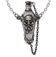 Alchemy Gothic AnhäNger Halskette Giftflasche Totenkopf P960 Zinn Silber Schwarz
