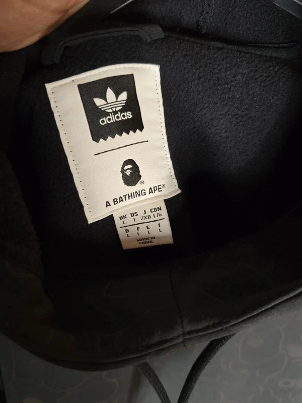 A BATHING APE (BAPE) Adidas x BAPE Tech Hoodie Large L A Bathing Ape Black Reflective Hoody RARA