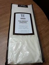 Wamsutta The Perfect Pinpoint 360 Thread Count Queen Flat Sheet Ivory NEW
