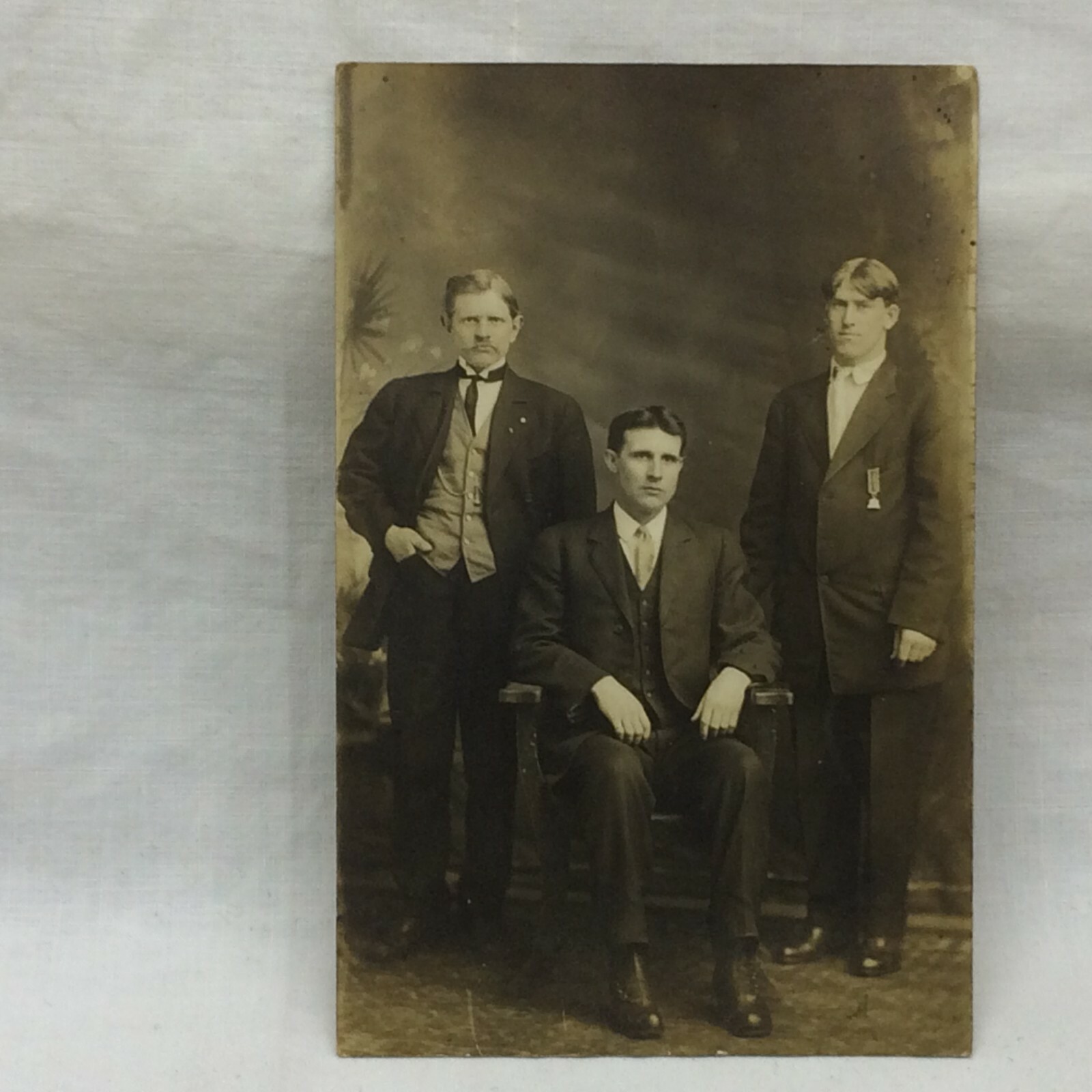 Vintage Real Photo Postcard Toledo Ohio 3 Men in Suits Scene Fashion