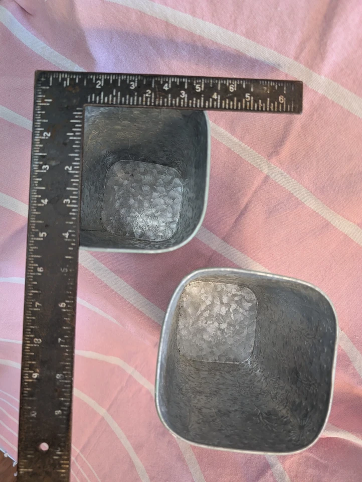 galvanized metal planter country stamped green white floral container farmhouse  - Image 4 of 4