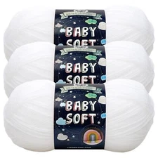 (3 Pack) Lion Brand Yarn 920-100 Baby Soft Yarn, White