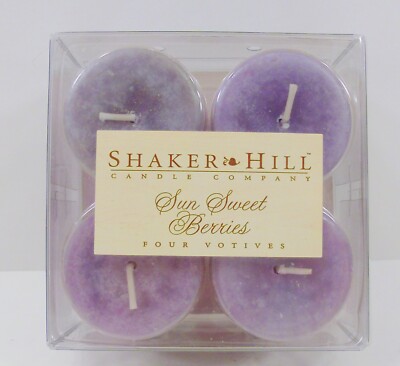 Shaker Hill Candle Co pkg of 4 votives Sun Sweet Berries scent NEW