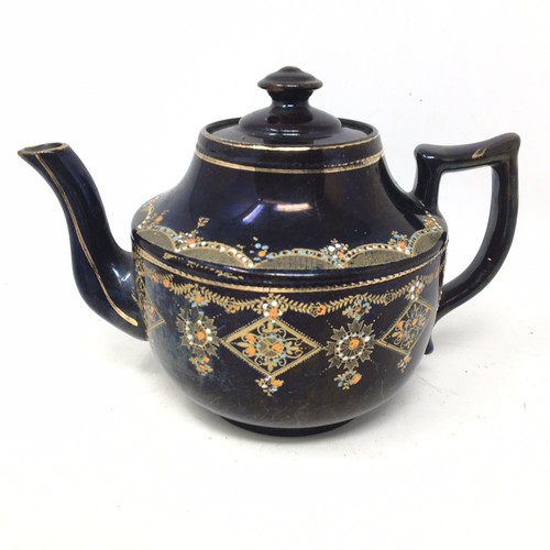 Vtg Price Bros PBB England Teapot Dark Brown Gold Moriage Hand Painted